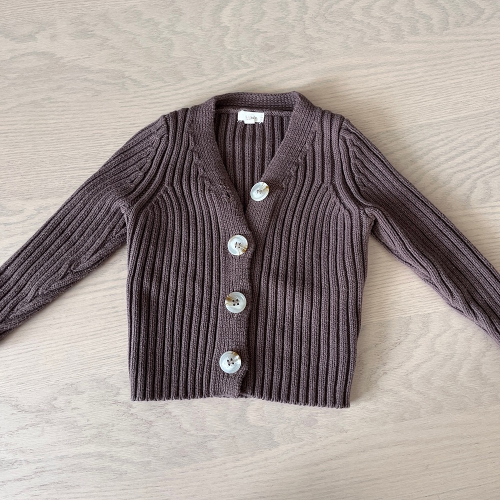 Lil Legs Brown Button Cardigan